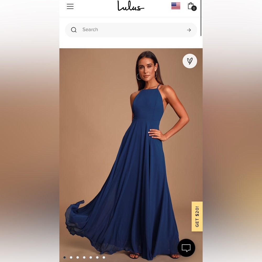 Lulus Navy Maxi Dress Open back - Size S - Like New